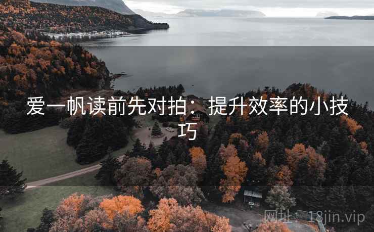 爱一帆读前先对拍：提升效率的小技巧